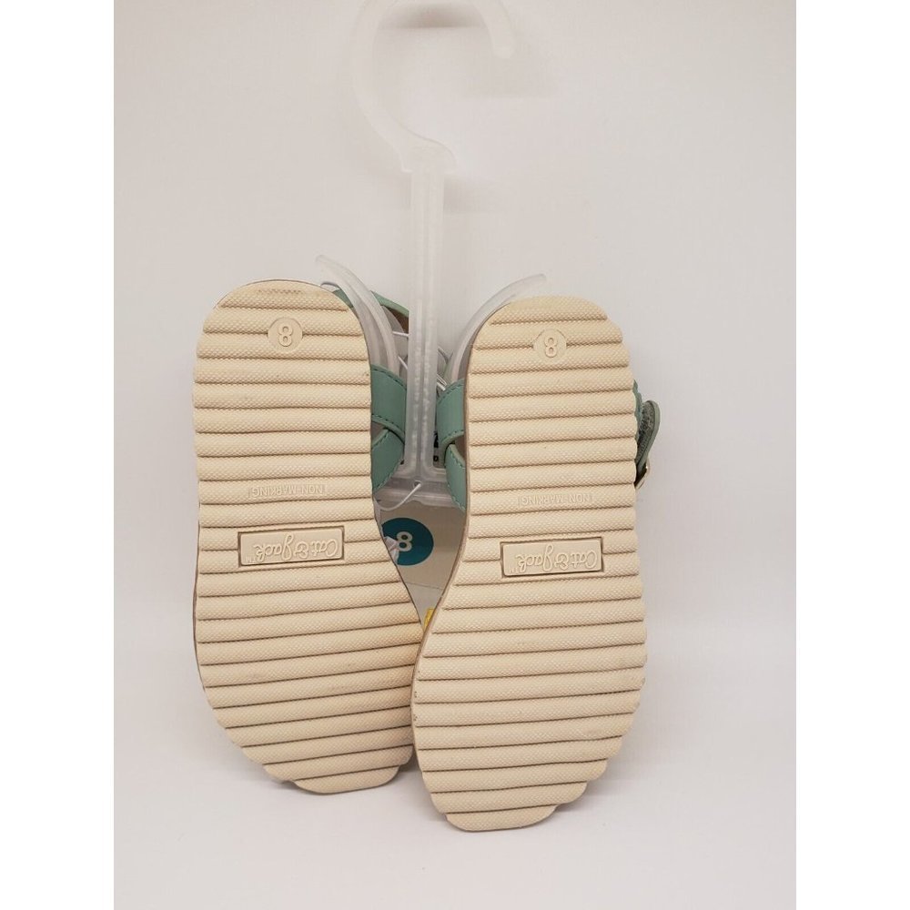 NWT Cat & Jack Baby Girls Size 8 Yellow & Sage Green Sandals - Picture 5 of 5